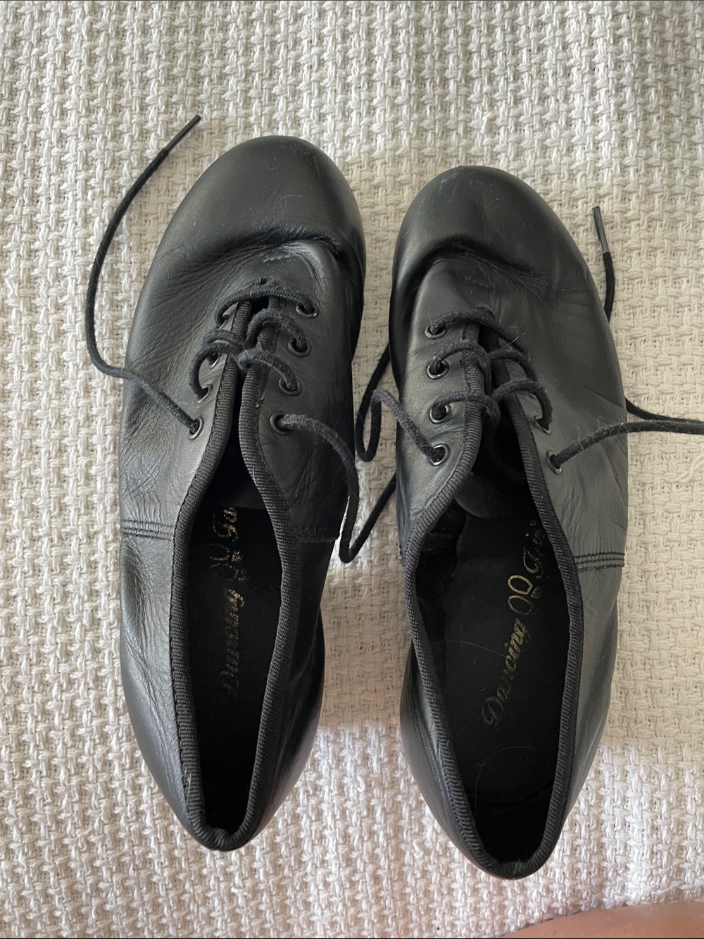 Dancing Fair black lace up tap shoes